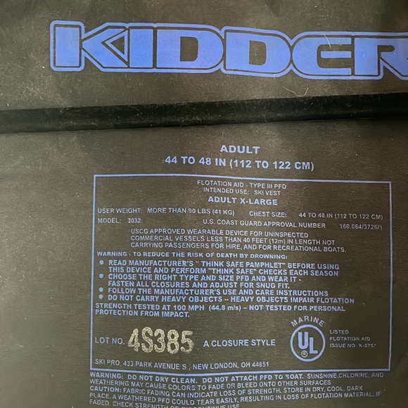 Kidder Adult Life Vest XL Like New - Picture 6 of 8